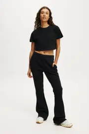 [Body] Body - Plush Flare Sweatpant - Black M BLACK