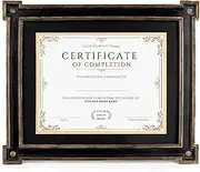 AELS 11" x 14" Diploma Frame for Wall and Tabletop Display, Vintage College Degree Document Certificate Frame with HD Glass, Fits 8.5" x 11" Certificates with Mat or 11" x 14" without Mat, Black with