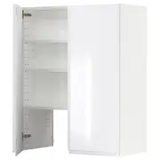 METOD wall cb f extr hood w shlf/door, white/Voxtorp high-gloss/white, 80x100 cm
