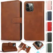 Fr iPhone 16 15 14 13 12 11 Pro Max XS 8 SE Leather Case Detachable Wallet Cover