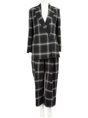 Black Checkered Wool Suit Set