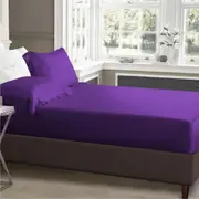 Double Size Purple 1000TC Silk Silky Feel Satin Fitted Sheet+Pillowcase