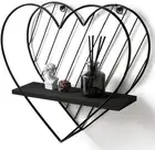 Afuly Floating Shelves - Black Wall Shelf, Heart Shaped Modern Black,