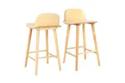 2X Wooden Bar Stool Dining Chair Ash Wood ELISE 65cm