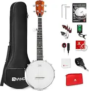 Vangoa 5 String Banjo 26 Inch, MINI Travel Banjo Beginner Kit with Remo Head, Open Back & Closed Solid Back with beginner Kit, Comfortable Carrying Bag