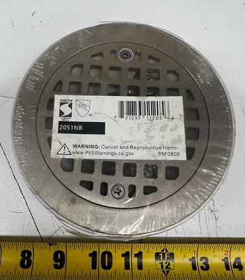 6" Jay R Smith 2051NB Adjustable Strainer Floor Drain w/ Screws Nickel Bronze