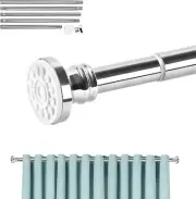Extendable Shower Curtain Rod 110-290cm No Drill Hanging Rail for Bathroom