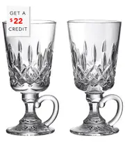 Waterford Set of 2 Lismore Irish Coffee Glasses with $22 Credit