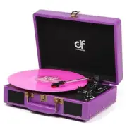 Vintage Bluetooth Suitcase Record Player with Built-in Speakers, 3 Dark Purple