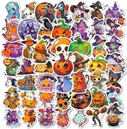 jixiejumo Halloween Stickers 50 Pcs, Holiday Decor Pumpkin Witch Vinyl Waterproof Sticker Pack Gifts for Kids, Teens, Adults, Laptop, Water Bottle, Party Favors