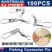 100pcs Fishing Rolling Barrel Swivel with Interlock Snap Tackle Connector