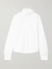 [MCQUEEN] MCQUEEN - Tie-neck Cotton-poplin Shirt - White - IT42 IT 42 White