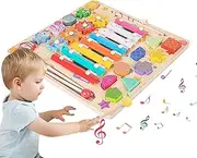 Shape Matching Game for Kids | Magnetic Matching Toy - Wood Musical Xylophone with Fishing Function for Number Recognition Children