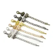 10PCS Ribbon Leather Cord End With Chains Lobster Clasps Connectors For Bracelet