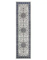 Sydney Medallion Runner White with Blue Border Runner Rug