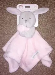 (NWT)- " Blankets & Beyond" Pink Grey Bunny Rabbit SOFT Plush Security Blanket