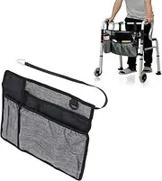 Walker Basket Walker Bag with Cup Holder, Foldable Walker Storage Bag, Multi Pockets Folding Walker Carry Pouch, Water Proof Oxford Fabric, Large Capacity Lightweight Universal