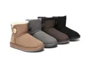 AUSTRALIAN SHEPHERD® UGG Boots Double Face Sheepskin Wool Mini Button - Chestnut / AU Ladies 9 / AU Men 7 / EU 40