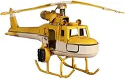 PERSELOSO 1pc Retro Iron Biplane Model Craft for Home Decor Vintage Ornament Yellow for Living Room Cafe Display