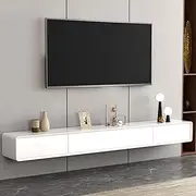 Modern Wall Mounted Cabinet Floating Shelf Entertainment Center TV Stand With Drawer - Audio/Video Hutch Electronics Shelf for Components - White 120/140cm