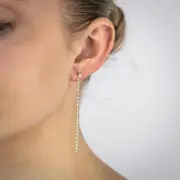 Sterling Silver Gold Plated Fancy Single Strand Drop Earrings