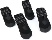 HAPINARY Dog Shoes for Cold Weather 4 Pack Waterproof Non Pet Walking Boots Warm Reflective Shoes Diving Suit Material Black