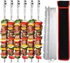6 Pack BBQ Skewer Rack Set, Stainless Steel Kabob Skewers Holder with 2 Pcs Skew