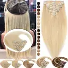 100% Real Remy Clip in Human Hair Extensions Full Head Hair Weft Balayage Blonde