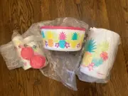TUPPERWARE Hawaiian Island Pineapple Pitcher and 4 Cups / Covers and Container