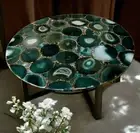 Green Agate Stone Coffee Table Top Gemstone Furniture Hallway Interior Decor
