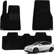 WENNEBIRD Superior Carpet Floor Mats for 2025 Tesla Model Y (Juniper), 0.6 Inch Thickness Rugs, Premium All Weather Anti-Slip Waterproof Floor Liners - 3pc