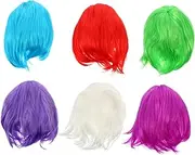 PACKOVE 6Pcs Short Bob Hair Wigs Set for Women for Cosplay and Party Use Includes Light Purple Purple Green Red White Wigs