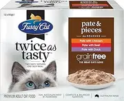 Fussy Cat Twice as Tasty Grain Free Pate & Pieces Wet Cat Food 80g Pouch (Pack of 48 Pack)