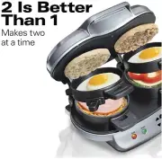 Dual Breakfast Maker with Timer and Silver Finish Quick and Easy Sandwich Maker