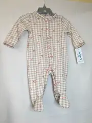New Carter's 1-Piece Plaid Cherry Cotton Pajama PJs Footie Sleeper Baby Girl