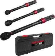 3Pcs Torque Wrench Set 1/4 3/8 1/2 Drive Click Torque Wrench Dual Direction