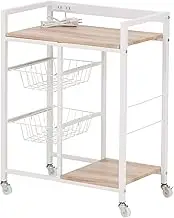 Takeda Corporation T0-VKW56VNA Kitchen Wagon, Storage Rack, Shelf, Casters, Outlet Included, Vintage Natural, 22.0 x 13.4 x 28.5 inches (56 x 34 x 72.5 cm), Vintage Style