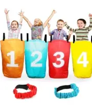 Boley Sack Race Bag Set with Ankle Bands - 4 Pk Potato Sack Race Bags for...