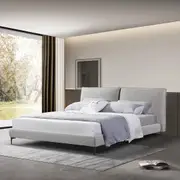 Celeste Fabric Queen Bed Frame - Olive Brown Boucle