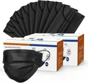 50/100 PCS 3 Layers Black Face Mask Mouth & Nose Protector Disposable Masks
