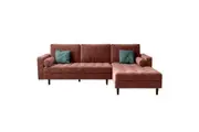 Claude 3 Seater Velvet Sofa With Chaise - Blush