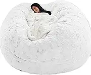 UYSOFRCV Oversized Bean Bag Chair Cover (No Filler), Durable Comfortable Faux PV Fur Sack Bean Bag Sofas Bed Washable Premium PV Velvet Lazy Sofa Cover for Adults Kids Teens,White,180cm×86cm