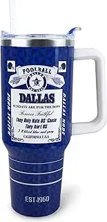 AVOPATH 40 oz Tumbler for Dallas Football Fans Gifts for Men Women Ideas - 40 oz Tumbler with Handle and Straw Lid Leak Proof Dallas Cup Coffee Mug