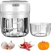 Electric Mini Garlic Chopper, 100ml 250ml Capacity White Wireless Food Processor, Incisive High Efficiency USB Charging Garlic Mincer for Kitchen