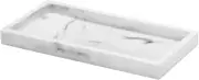 LABUBU Bathroom Vanity Tray, 8 x 4 inch Resin Soap Dispenser Tray Kitchen Sink Salver, Small Marble Salver for Bathroom Countertop Organizer, Soap Dish Sponge Holder, White Marble, Mini