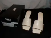 DKNY Women's Block Heel Square Toe Kailyn Sandal Mule Heeled Egg Nog Size 7 [e61