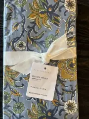 Pottery Barn Block Print Organic Cotton Napkins - Mixed Set of 4 MSRP $40 Blue