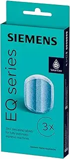 [SIEMENS] Descaling Tablets TZ80002A, Removes Limescale and Protects Against Corrosion, Original Accessories, Suitable for EQ Series Coffee Machines, Built-in Machines, White, (Pack of 3) 1 Pack