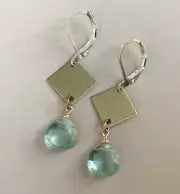 Sterling Silver Aquamarine Briolette Sundance Charm artisan Jewelry earrings