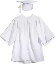 [Happy Graduates] Preschool and Kindergarten Cap and Gown with Tassel and 2020 Charm - Satin Sheen